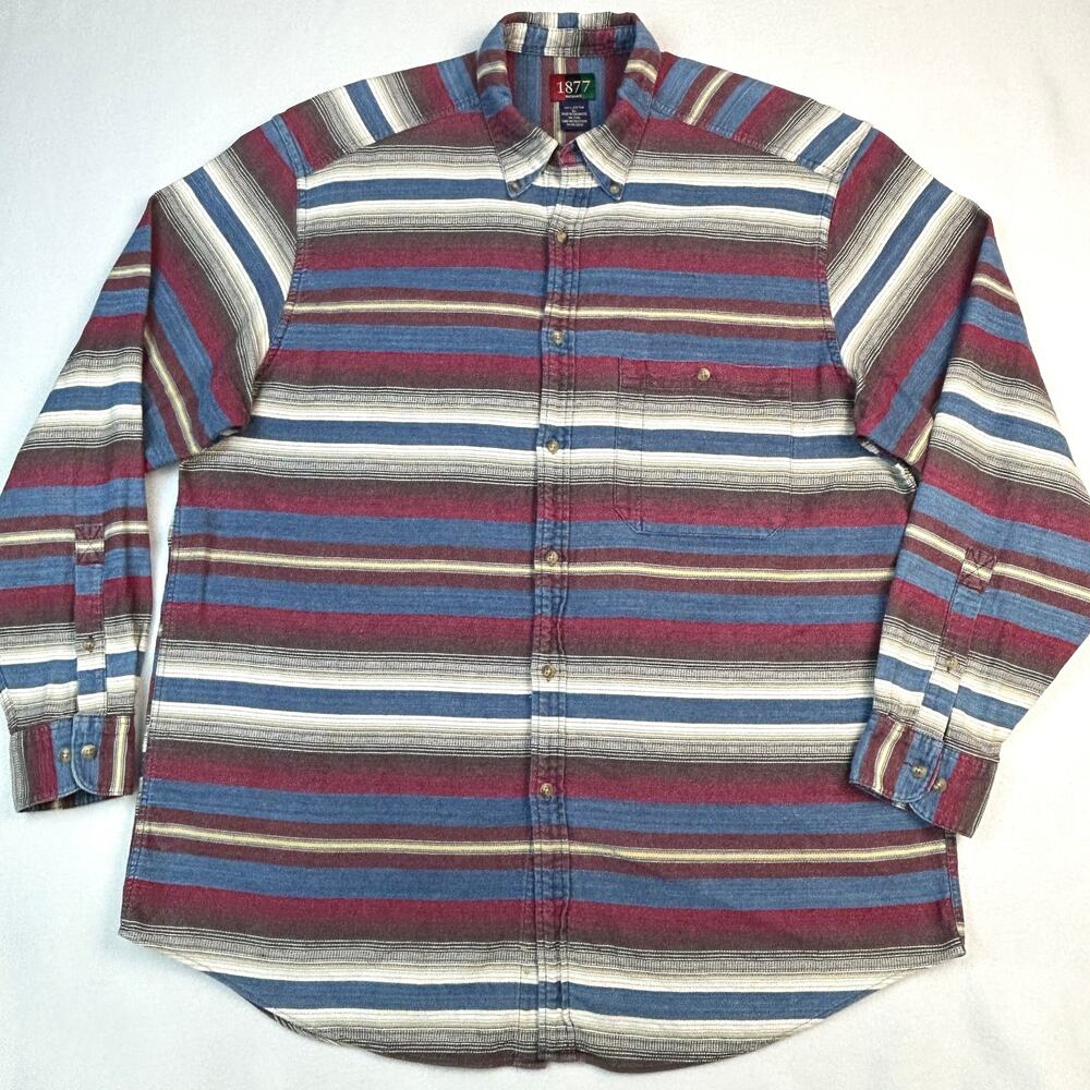Vtg Bachrach 1877 Button Down Shirt Mens L Striped Western Cowboy Long Sleeve